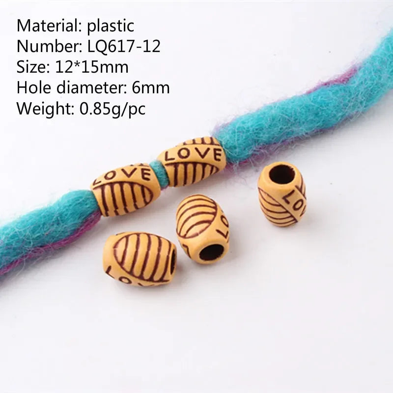 10-Pack Dreadlock Beads | 6mm Plastic Braiding Hair Jewelry Hair Braiding Beads QXL NO.14