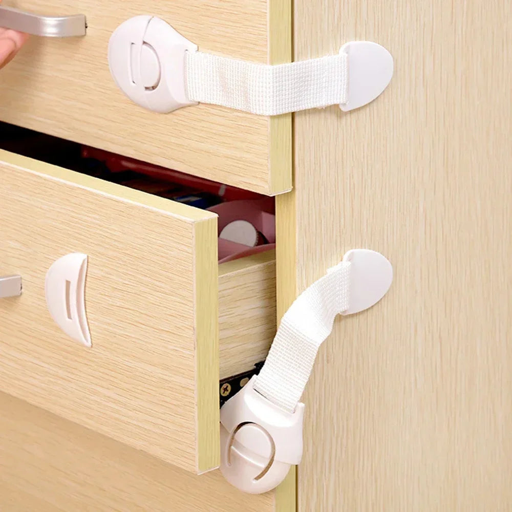 10-Pack Baby-Proof Cabinet & Drawer Safety Locks | Brown Cabinet Safety Locks QXL