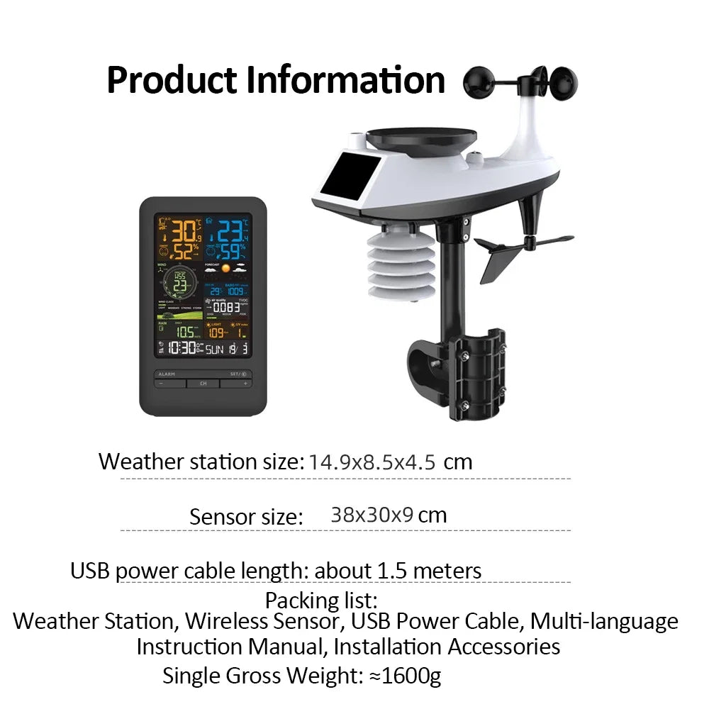 Tuya WiFi Smart Weather Station | Color Screen Digital Clock Smart Weather Station QXL