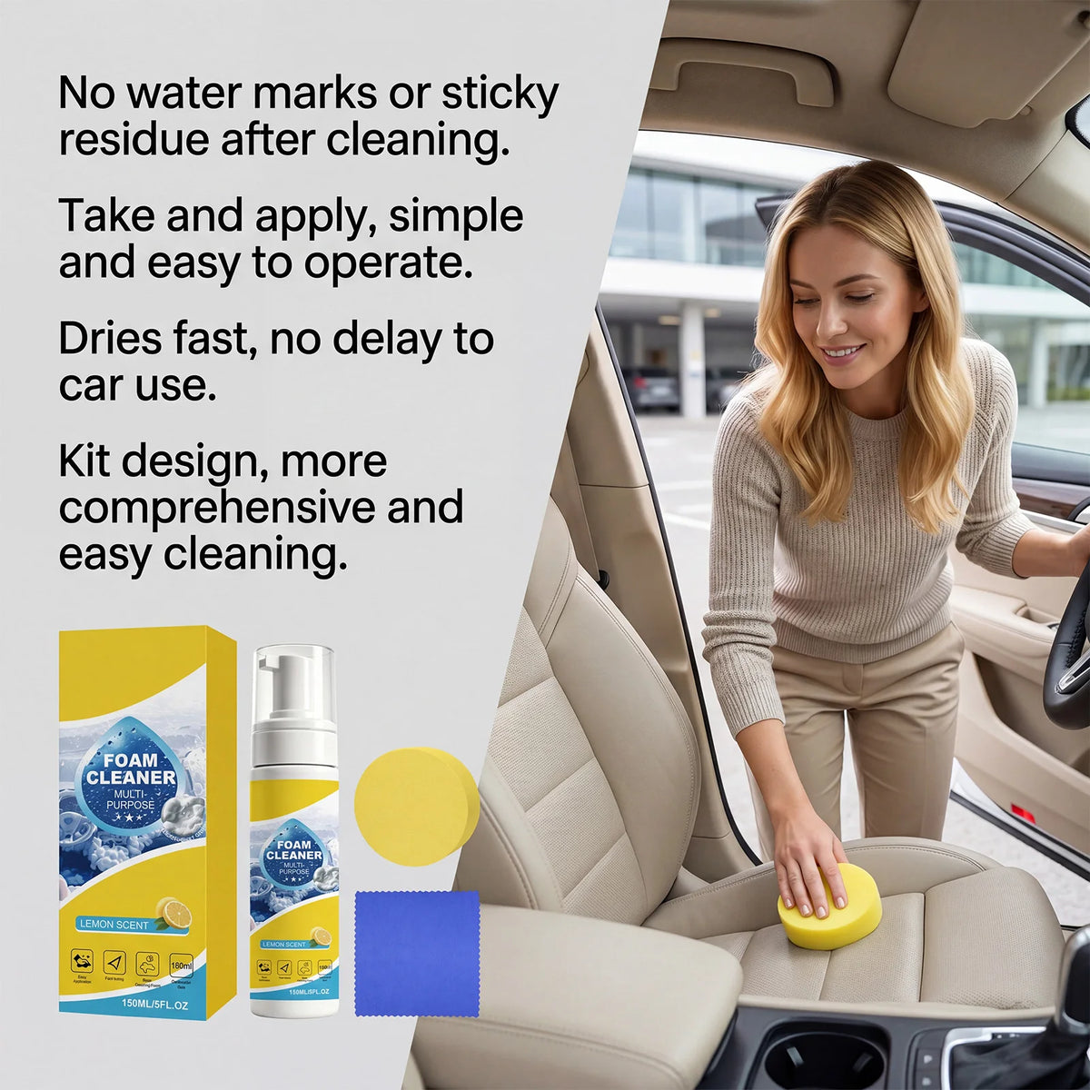 Multi-Purpose Foam Cleaner | Car Interior Deep Clean 150ml Car Foam Cleaner QXL