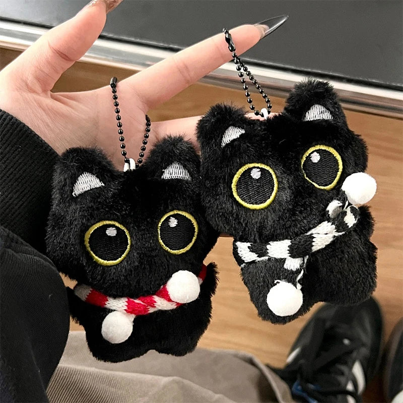 Black Cat Plush Keychain | Soft Stuffed Doll Bag Charm Plush Keychain Charm QXL