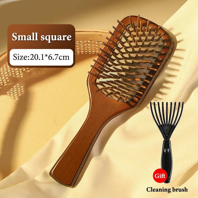 Sandalwood Hair Brush with Cleaning Brush | All Hair Types Sandalwood Hair Brush QXL Small square