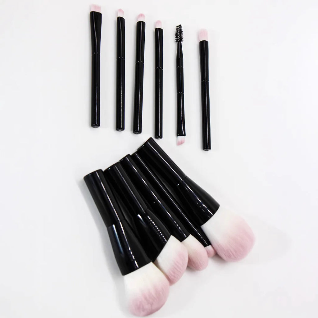 11-Piece Mini Makeup Brush Set | Honey Fire Black Handle Makeup Brush Set QXL