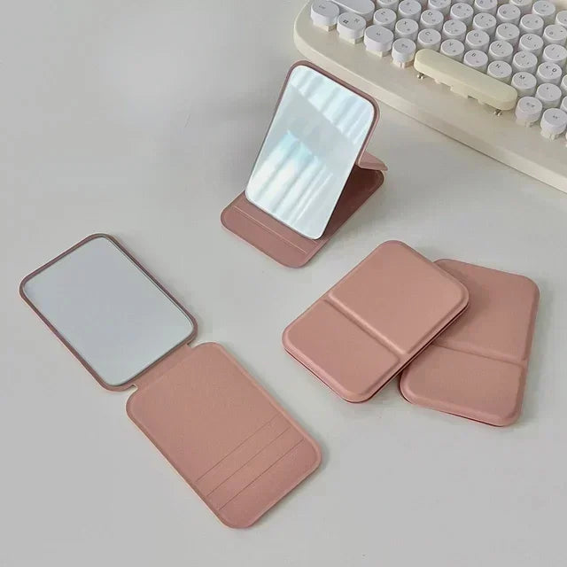 Foldable PU Leather Compact Makeup Mirror for Travel & Desk Compact Makeup Mirror QXL