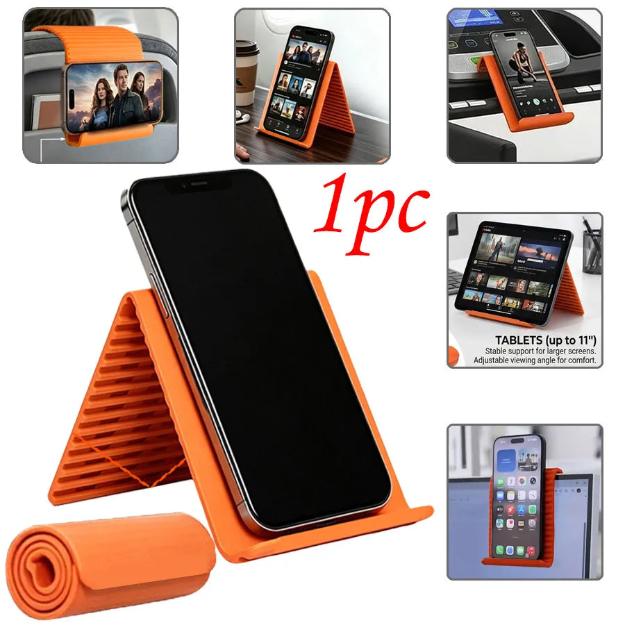 Flexible Silicone Phone Holder | Multi-Angle Foldable Stand Phone Stand QXL Orange-1Pc