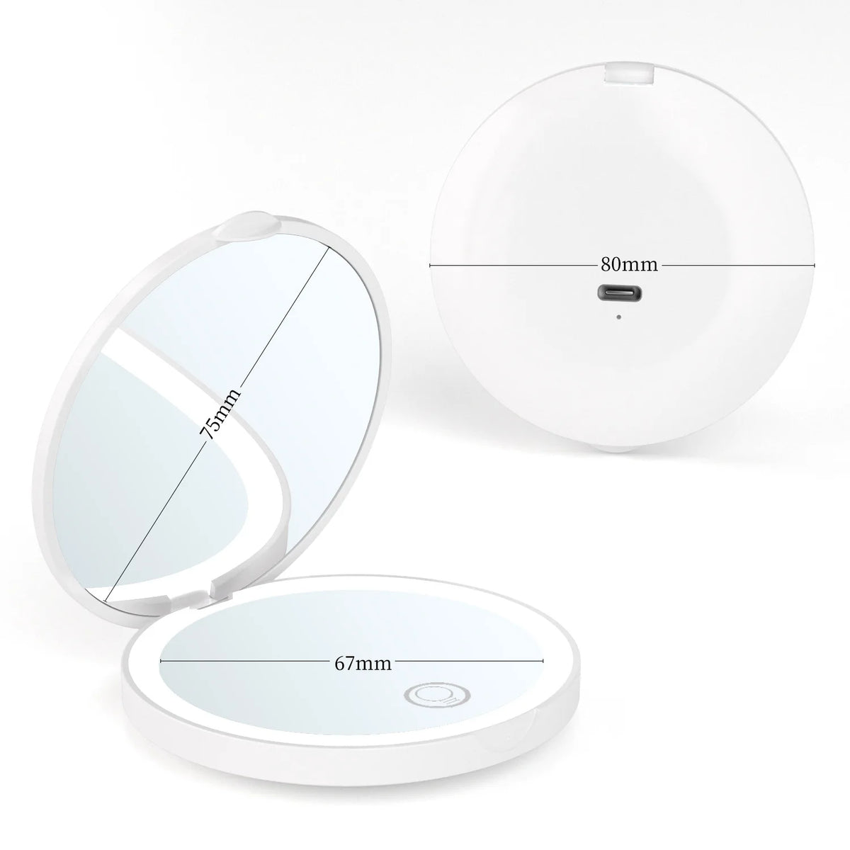 LED Lighted Compact Travel Mirror | 2X/1X Magnifying Pocket Mirror Lighted Compact Mirror QXL
