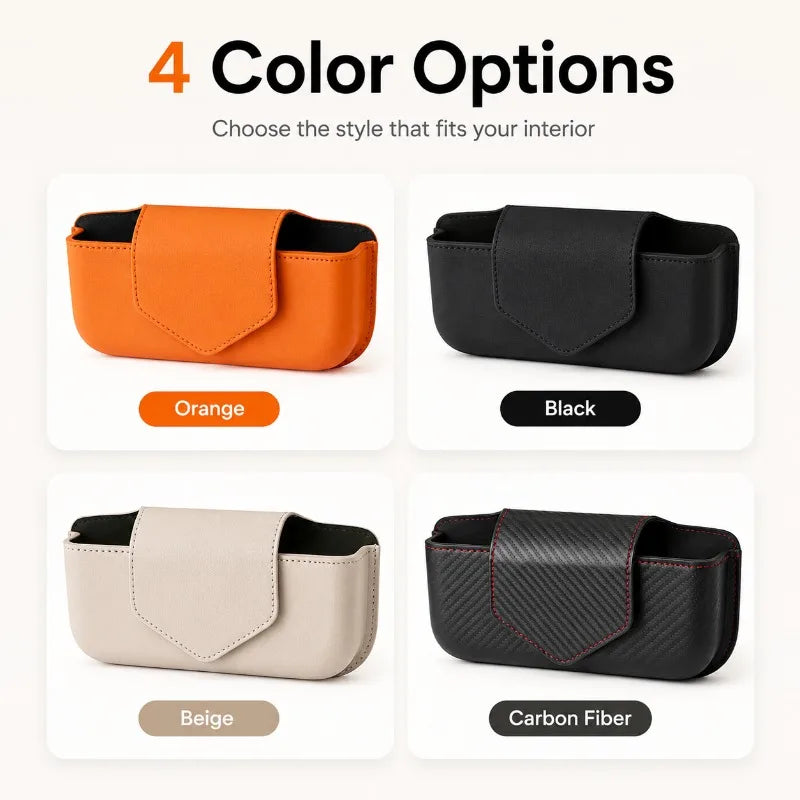 Car Sun Visor Glasses Case | Magnetic Leather Eyewear Holder Car Visor Glasses Holder QXL