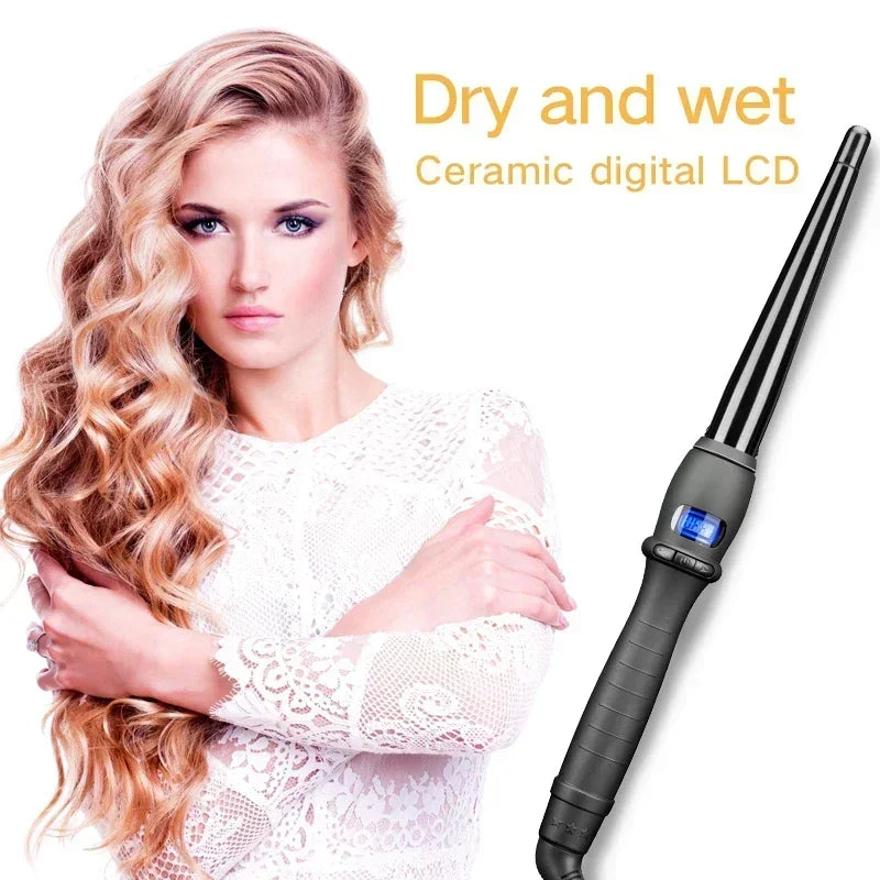 Ceramic Cone Hair Curling Iron | Big Waver with Gloves Cone Hair Curler QXL