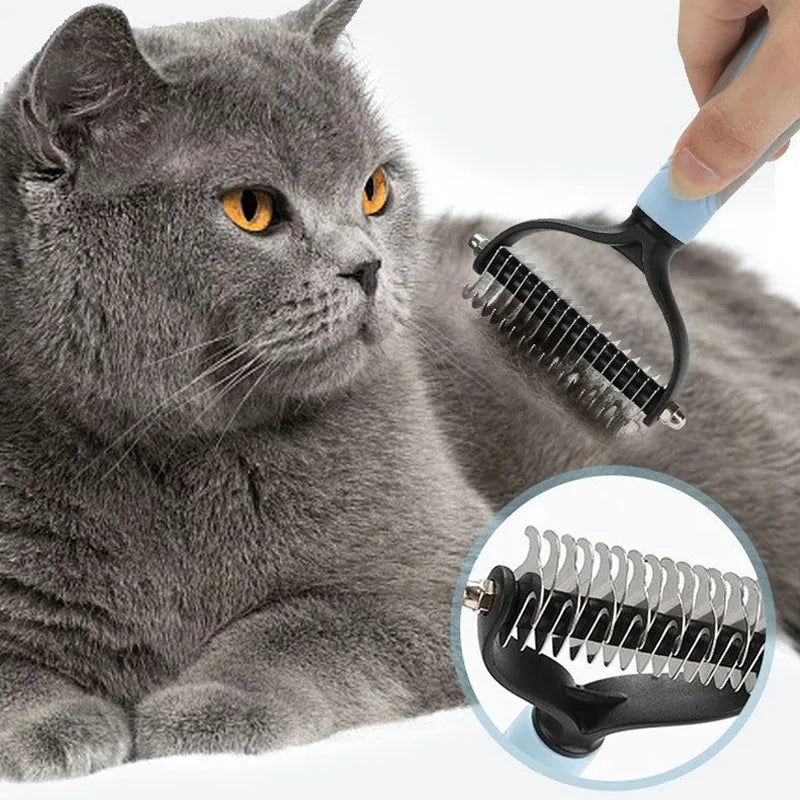 Pet Deshedding Brush & Knot Cutter Comb for Dogs & Cats Pet Grooming Comb QXL