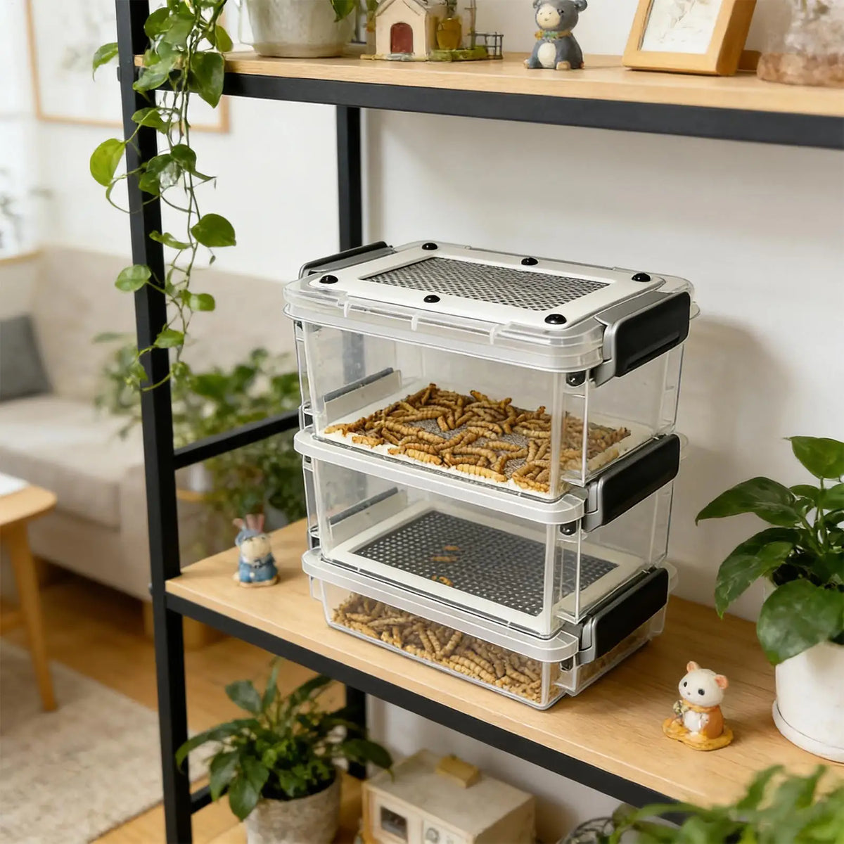 3-Layer Mealworm Breeding Kit | Transparent Feeder Breeder Box Insect Breeding Kit QXL