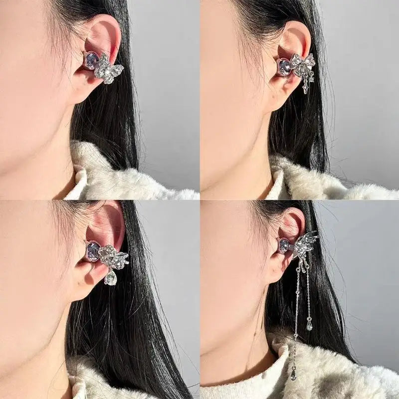 Rhinestone Earphone Ear Clips | 1 Pair Zinc Alloy Buckle Earphone Accessory Clip QXL