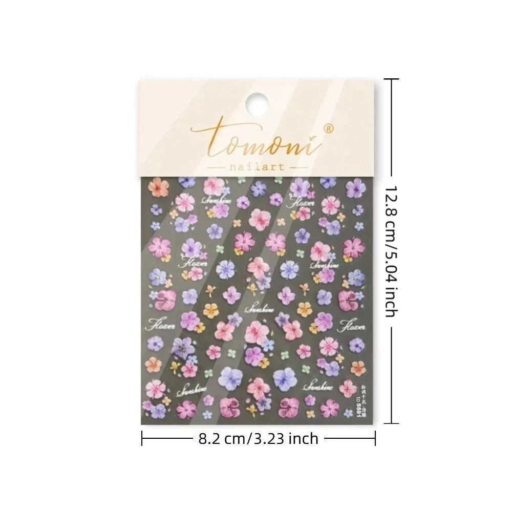 3D Embossed Floral Nail Art Stickers | Self-Adhesive Decals Nail Art Stickers QXL