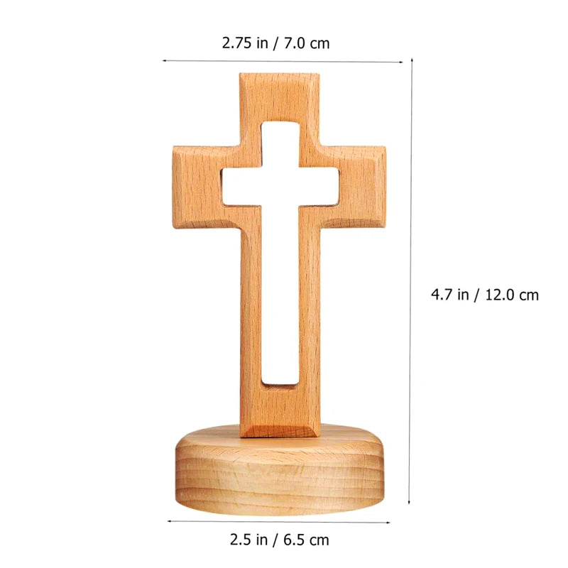 Standing Wooden Crucifix Cross | Christian Table Décor Gift Religious Décor Ornament QXL