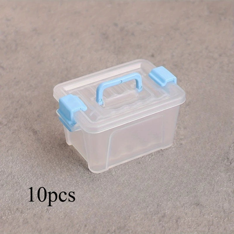Mini Suitcase Storage Box | Transparent DIY Miniature Case Miniature Storage Box QXL blue