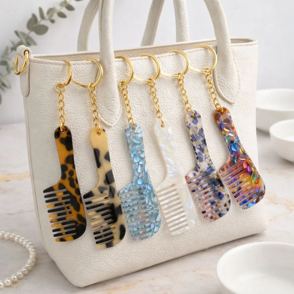 Mini Comb Keychain Pendant | Portable Colorful Pocket Hair Comb Mini Comb Keychain QXL