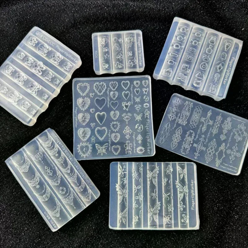3D Baroque Silicone Nail Mold | Heart Butterfly Flower DIY Art Silicone Nail Mold QXL