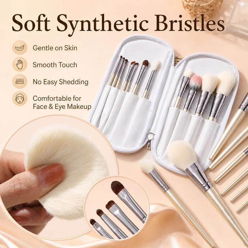 10-Piece Makeup Brush Set with Travel Case | Face & Eye Makeup Brush Set QXL
