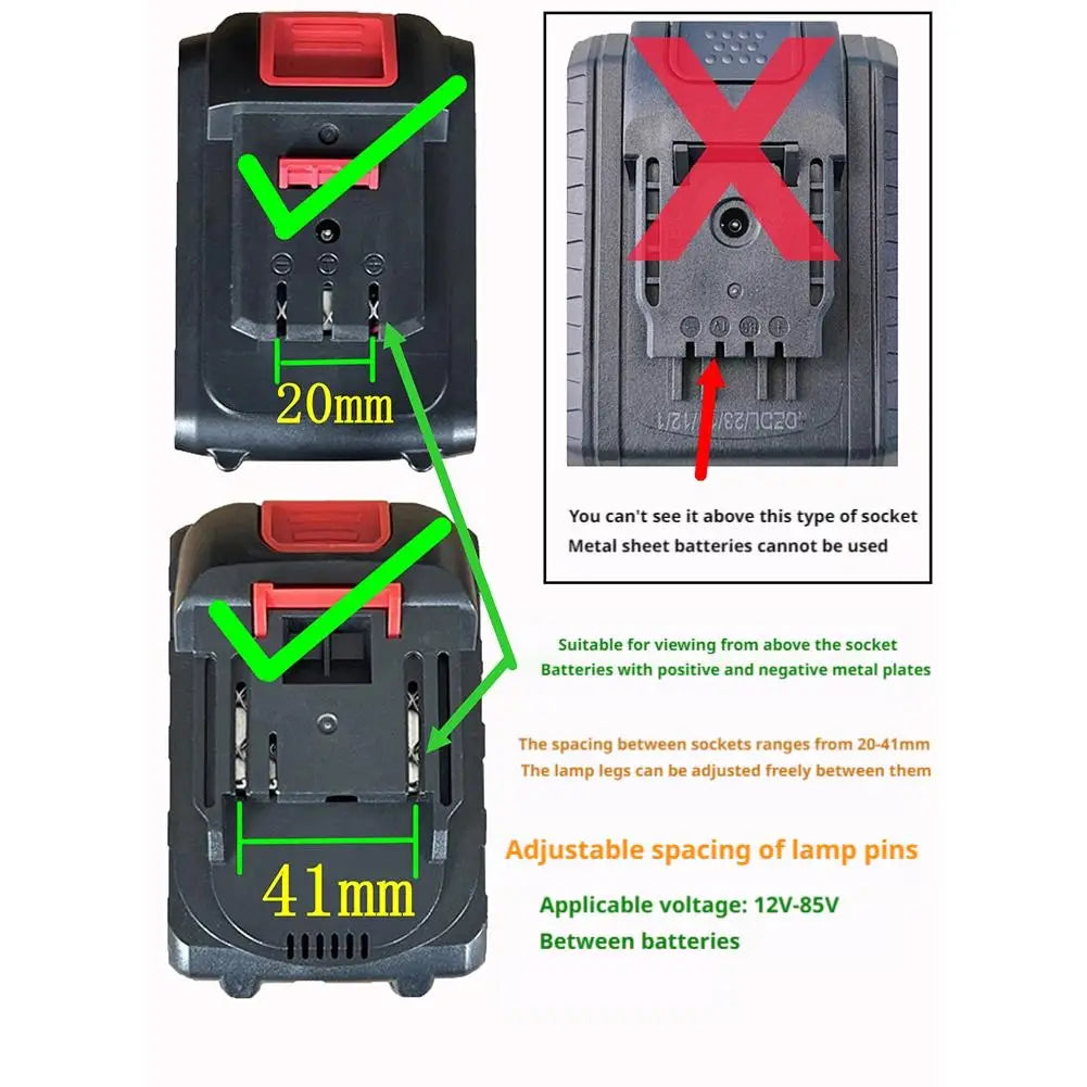 Universal Power Tool Battery Work Light | 12V–85V LED Lamp Power Tool Work Light QXL