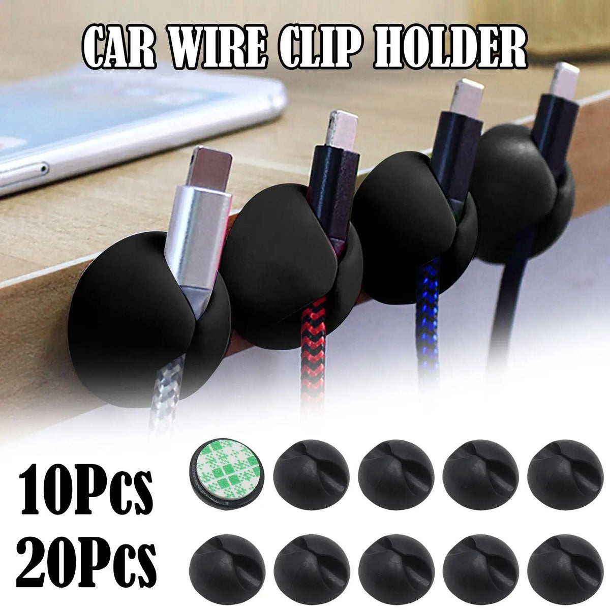 10/20-Pack Silicone Car Cable Clips | Wire Cord Management Car Cable Clips QXL