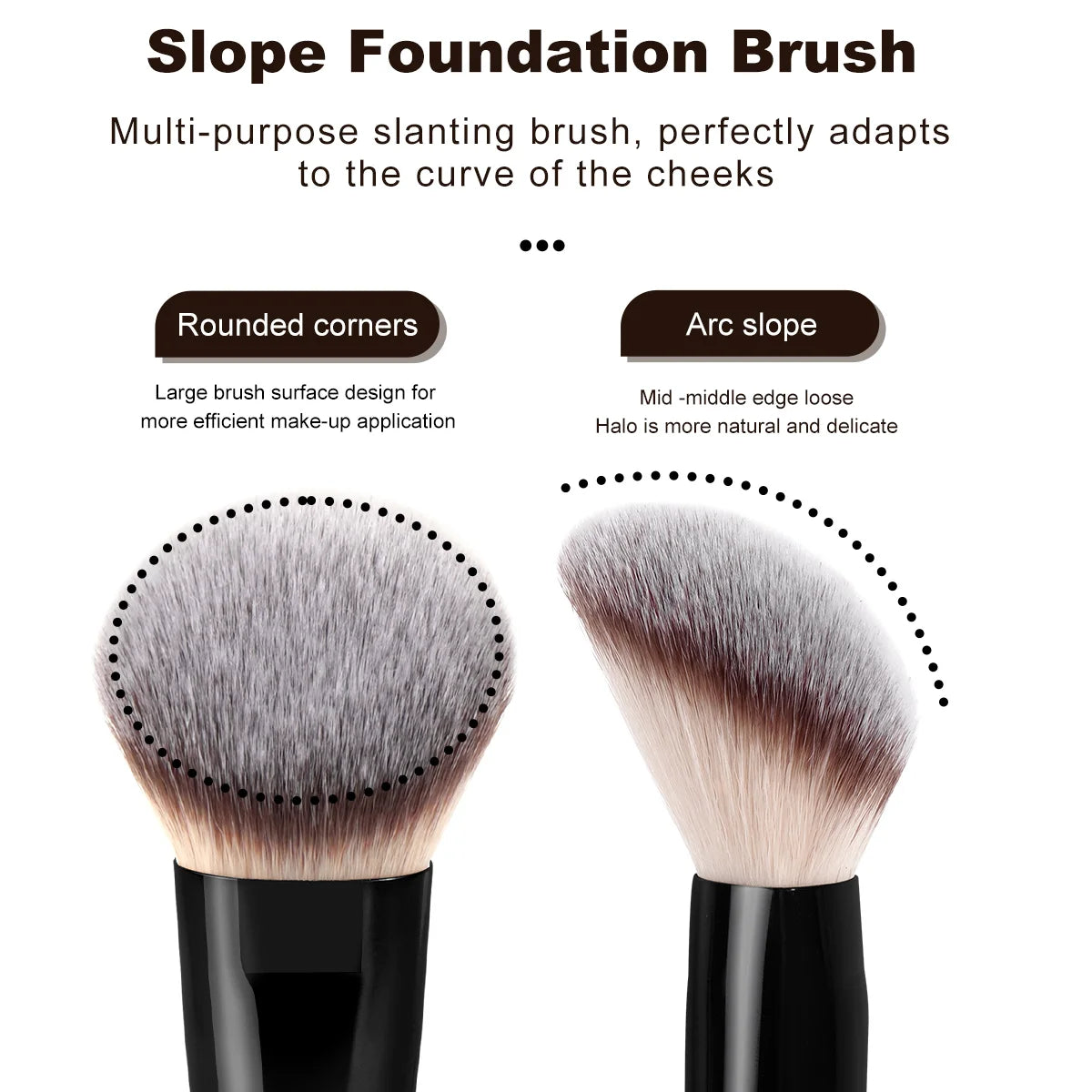 MAANGE Dual-Ended Foundation & Powder Brush | Synthetic Hair Dual-Ended Makeup Brush QXL