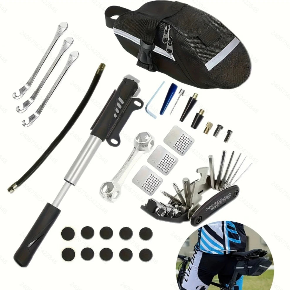 Glue-Free Tire Repair Kit with Air Pump | Cars & Bikes Tire Repair Kit QXL WHITE