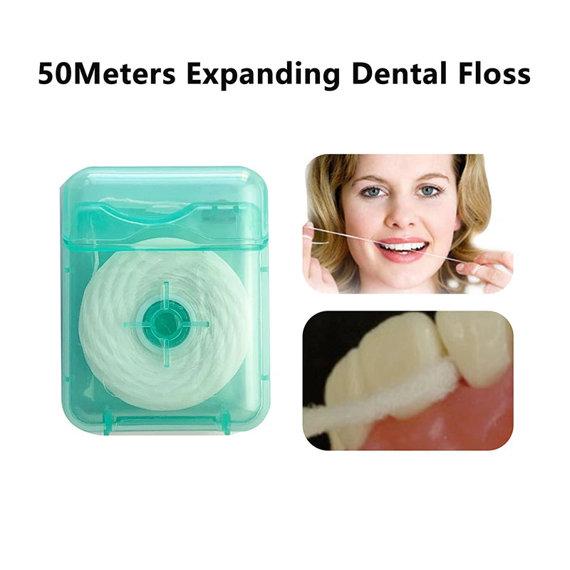 50M Water-Expanding Fluffy Dental Floss | Interdental Roll Dental Floss Roll QXL