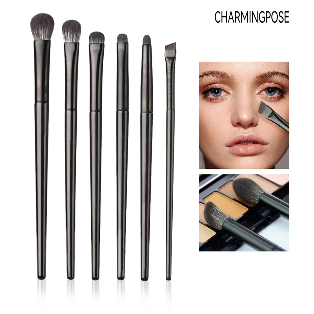 6-Piece Eye Makeup Brush Set | Synthetic Bristles & Brow Tools Eye Makeup Brush Set QXL black