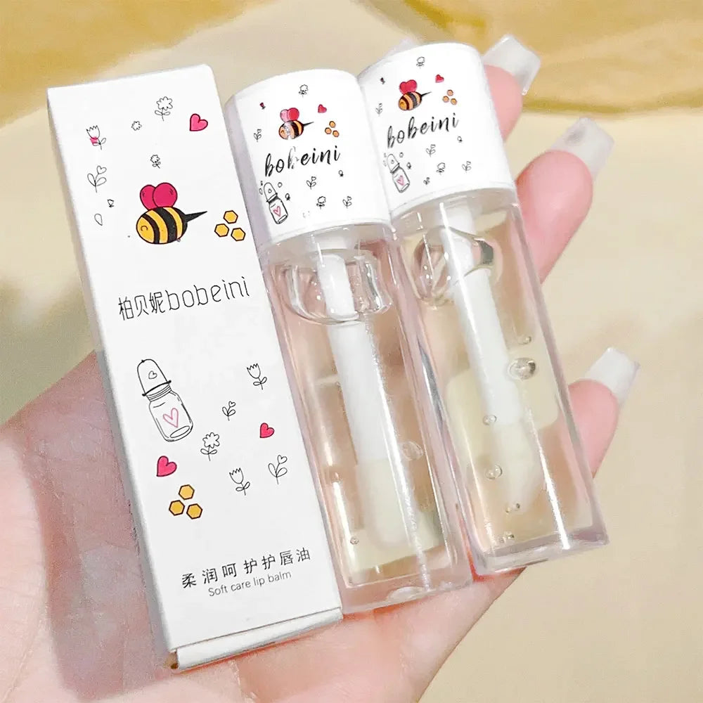 Peach Milk Lip Oil & Bee Lip Balm | Hydrating 5ml Lip Oil Balm QXL