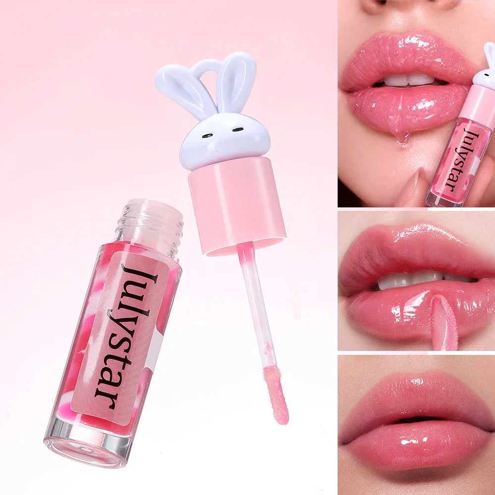 Julystar Kawaii Rabbit Lip Gloss | Glitter Moisturizing Lip Gloss QXL