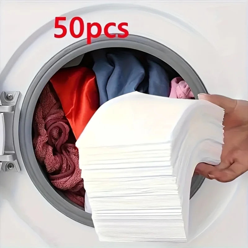 50-Pack Laundry Color Absorbing Sheets | Anti-Dye Wash Guard Laundry Color Sheets QXL