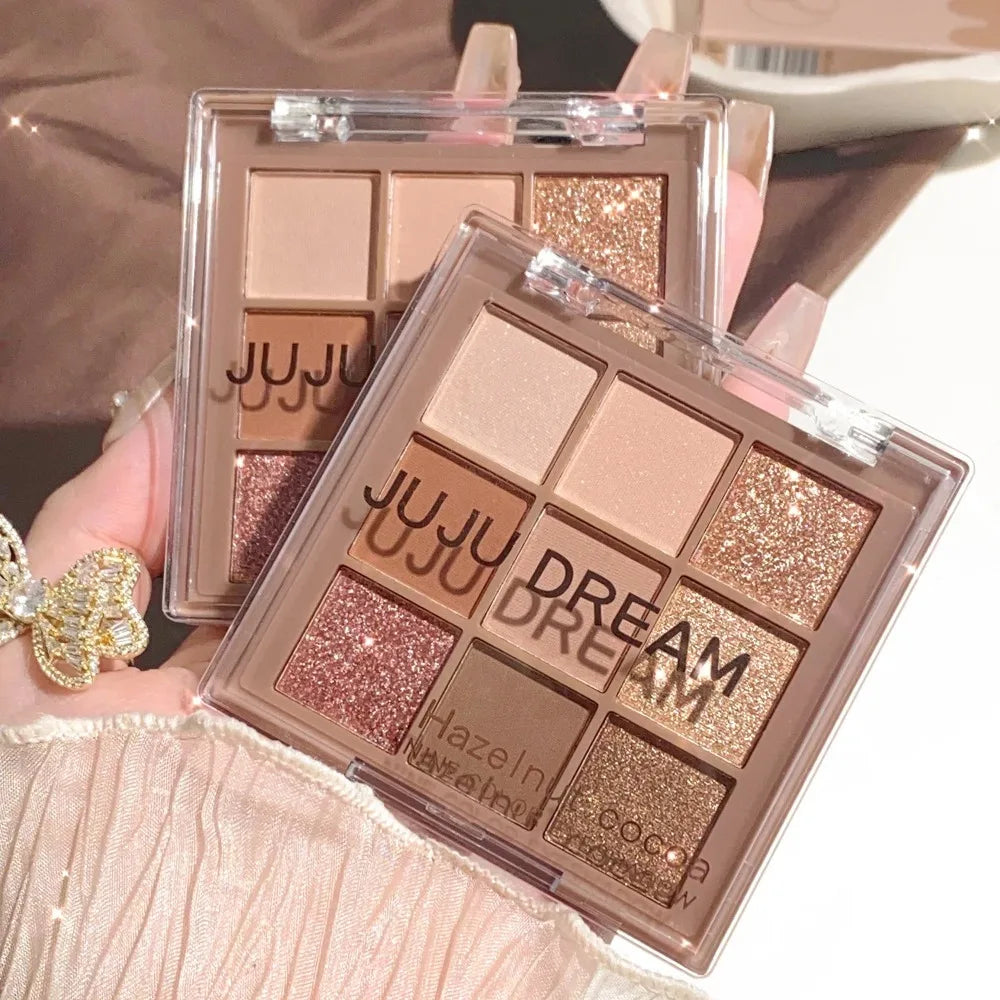 9-Color Nude Eyeshadow Palette | Matte Shimmer Cocoa Korean Eyeshadow Palette QXL