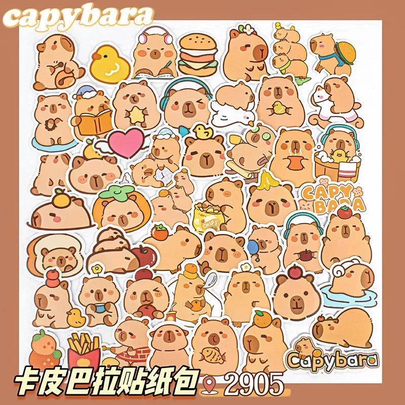 50-Piece Capybara & Panda Sticker Set | Kids DIY Craft Stickers Decorative Sticker Set QXL