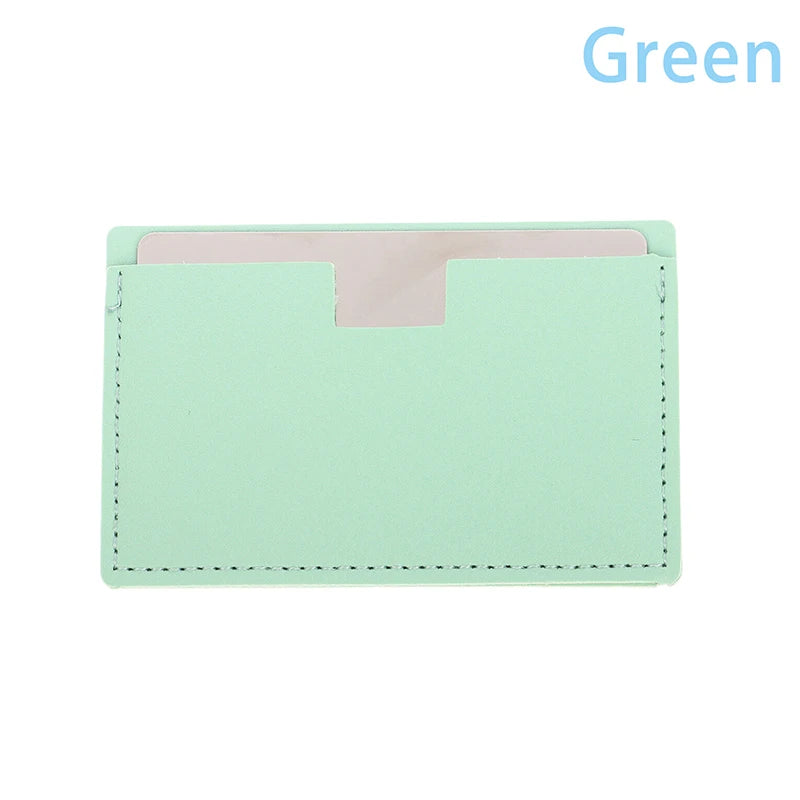 Shatterproof Pocket Makeup Mirror | PU Leather Card Mirror Pocket Makeup Mirror QXL Green
