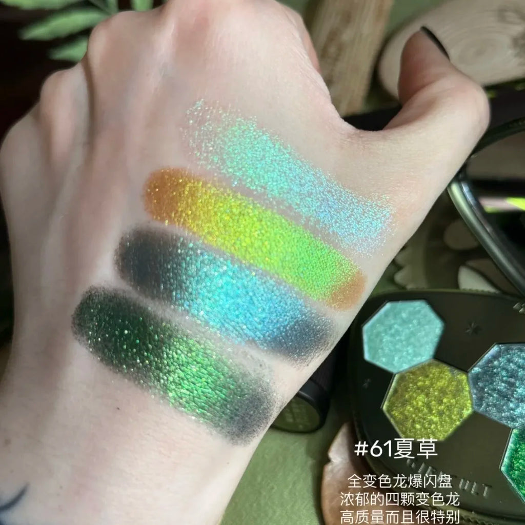 Girlcult 4-Shade Purple Eyeshadow Palette | Matte Shimmer Glitter Eyeshadow Palette QXL