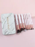 8-Pc Marble Makeup Brush Set with Case | Synthetic Fiber Makeup Brush Set QXL white