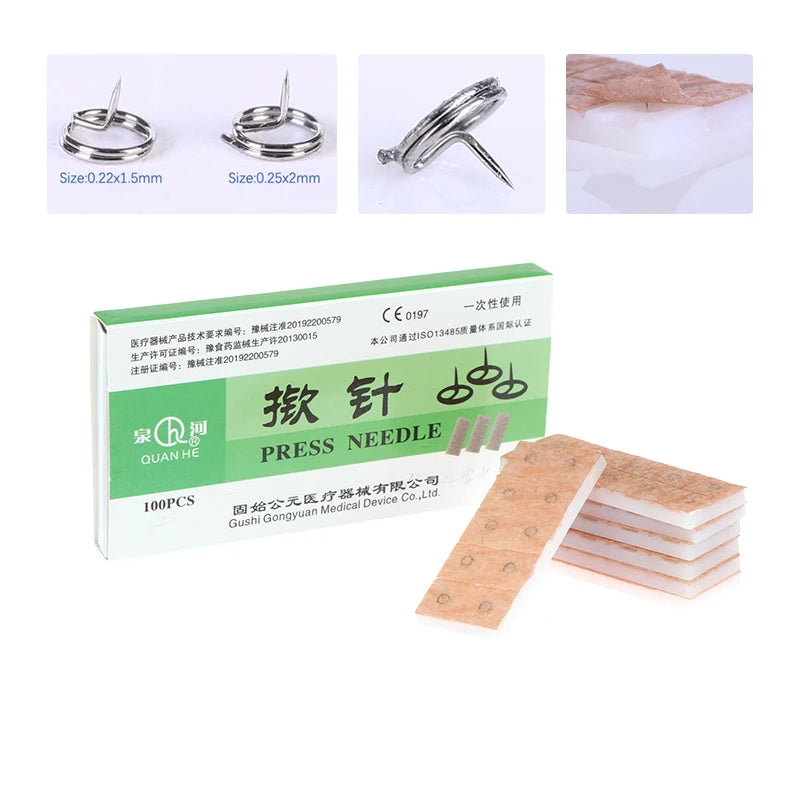 100-Pc Ear Seed Acupressure Kit | Disposable Press Needles Acupressure Press Kit QXL