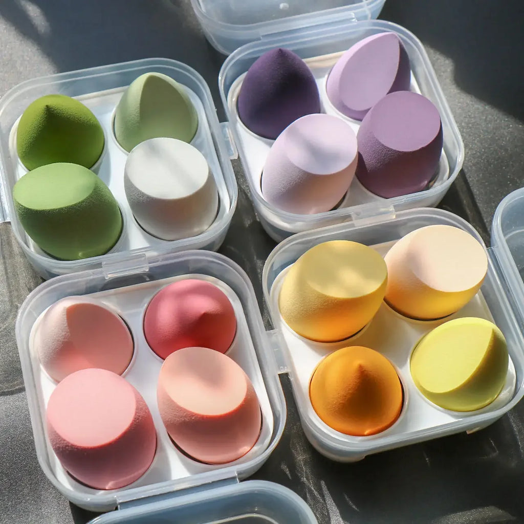 MOZHOU 4-Pack Beauty Blender Makeup Sponge Set | Egg Carton Makeup Sponge Set QXL