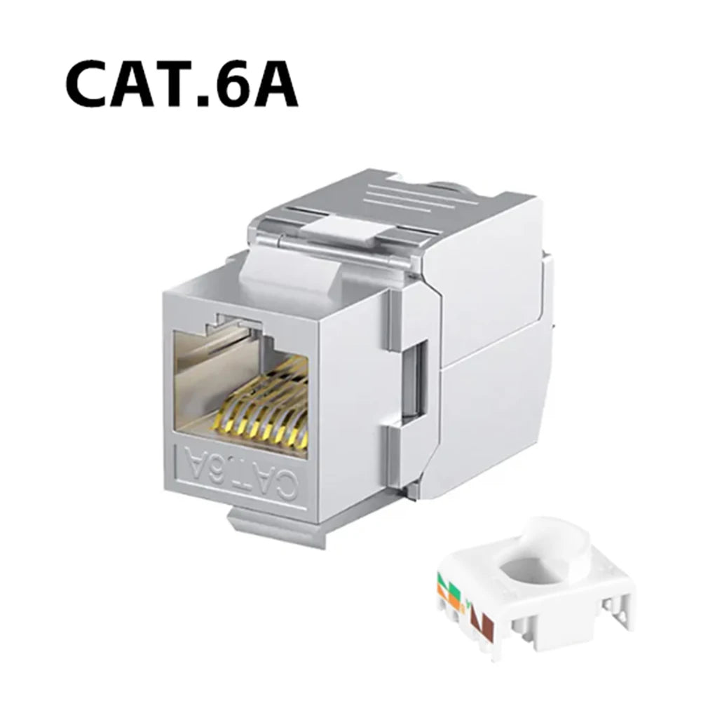 Tool-Less Cat6a Cat7 Shielded Keystone Jack RJ45 STP Module Keystone Jack Module QXL CAT6A