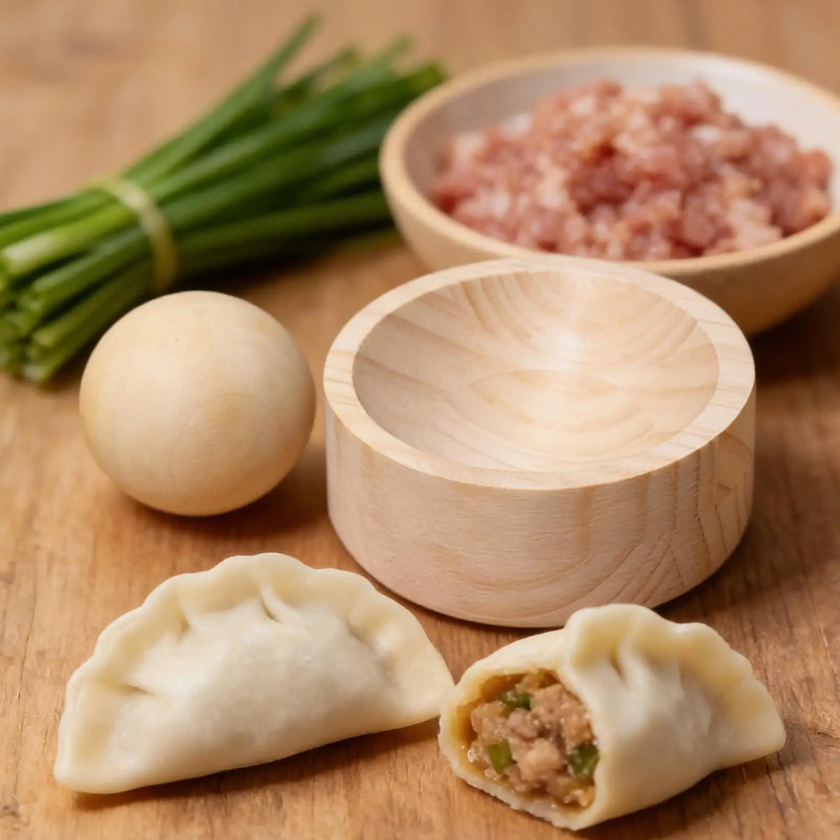 Wooden Dumpling Press Tool | Natural Pine Dough Skin Maker Dumpling Press Tool QXL