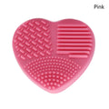 Heart-Shaped Silicone Makeup Brush Cleaning Mat | Portable Brush Cleaning Mat QXL Pink