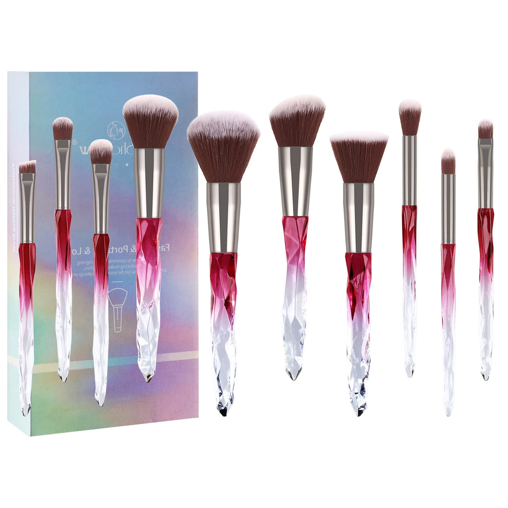10-Pc Crystal Handle Makeup Brush Set with Case | Ronshadow Makeup Brush Set QXL Red-White