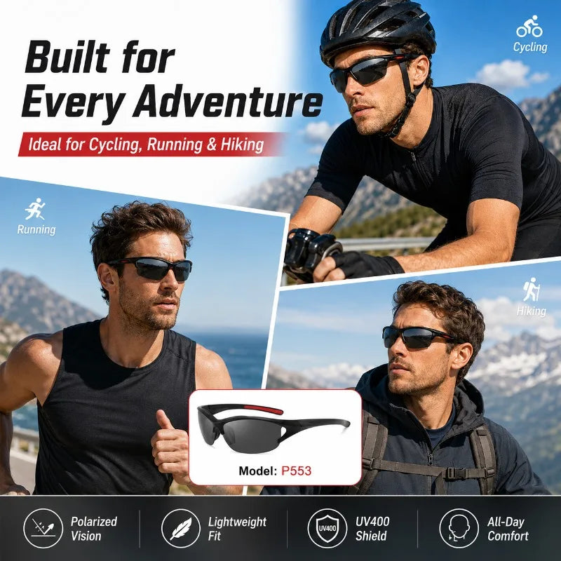 Polarized Cycling Sunglasses UV400 TAC Lens | Lightweight Sport Polarized Sport Sunglasses QXL