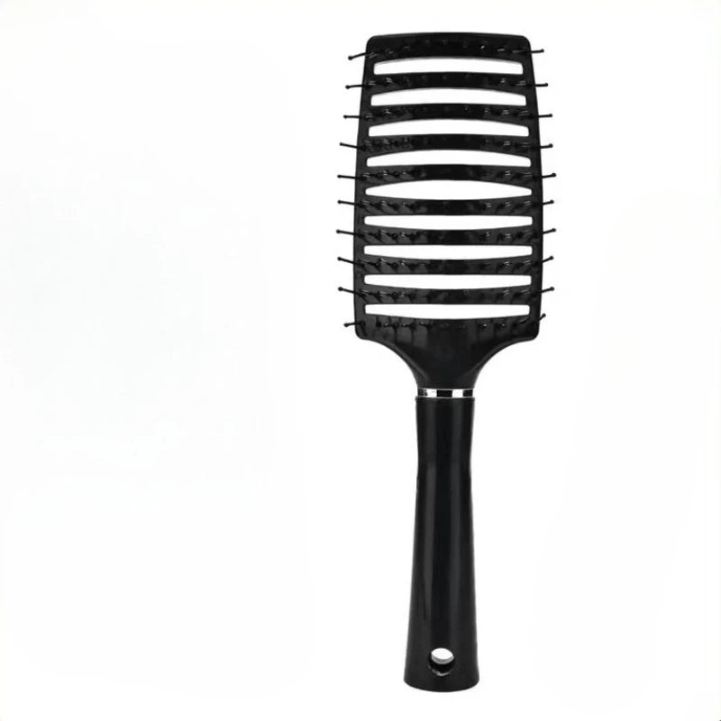 Pink Elastic Scalp Massage Comb | Hollow Detangling Hair Brush Scalp Massage Comb QXL Black