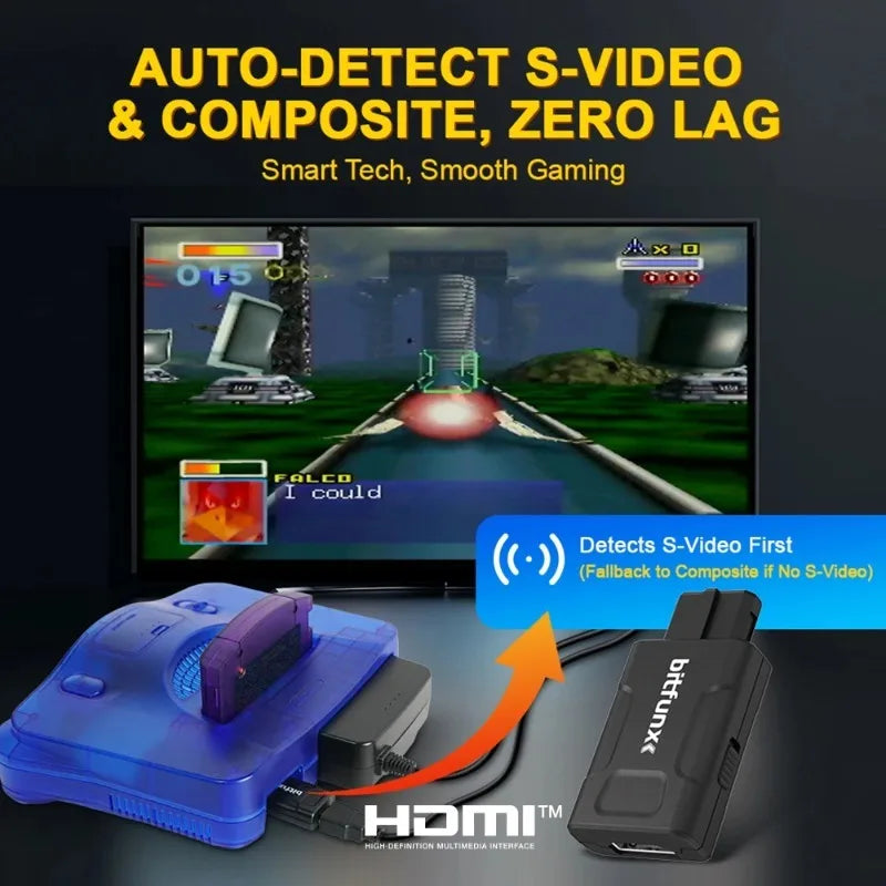 HDMI Adapter for N64/SNES/SFC/NGC – 720p/1080p HD Converter Game Console Adapter QXL