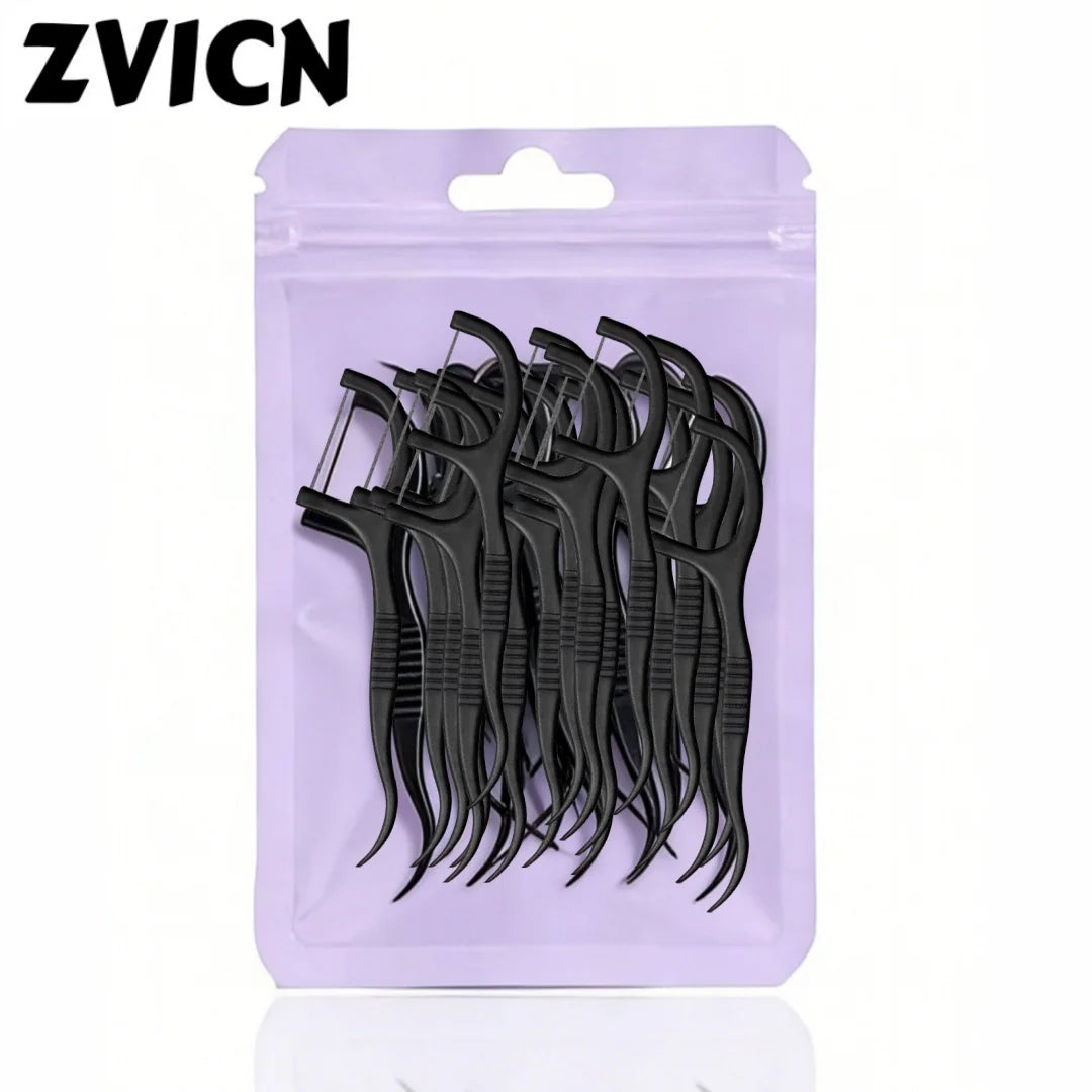100-Count Bamboo Charcoal Floss Picks | Interdental Oral Care Dental Floss Picks QXL