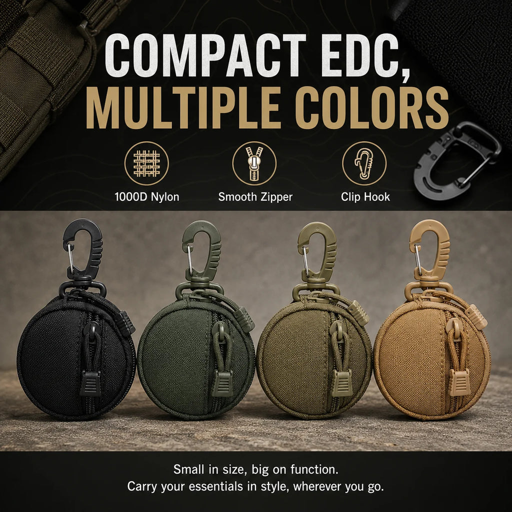1000D Tactical Mini Round EDC Pouch with Carabiner Clip Tactical EDC Pouch QXL