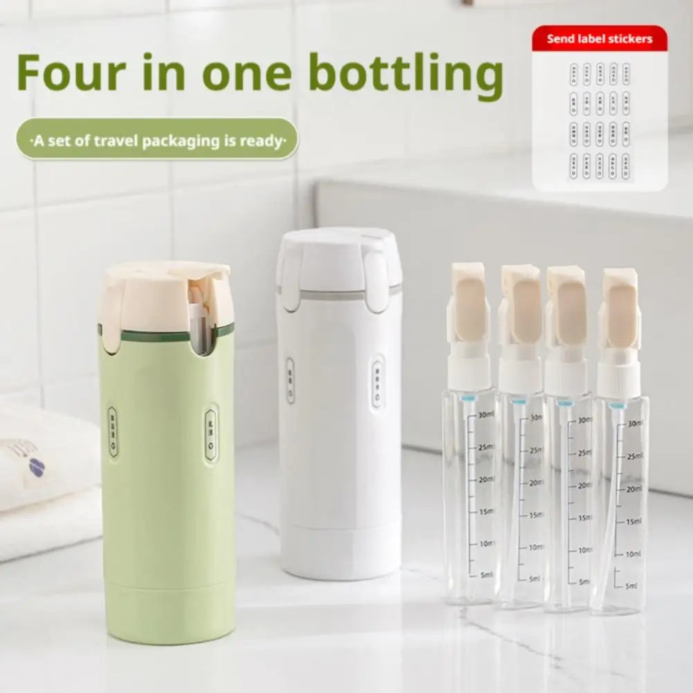 4-in-1 Leakproof Travel Dispenser Bottle Set | Refillable 30ml Travel Dispenser Set QXL