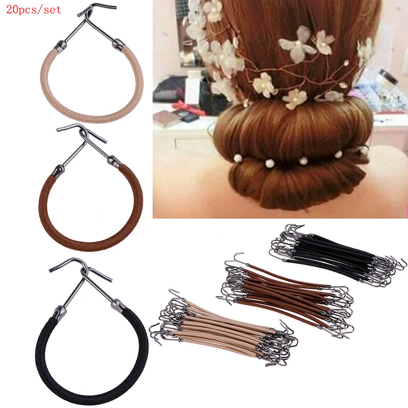 20-Pack Ponytail Hook Hair Bands | No-Pull Elastic Ties Hair Tie Set QXL