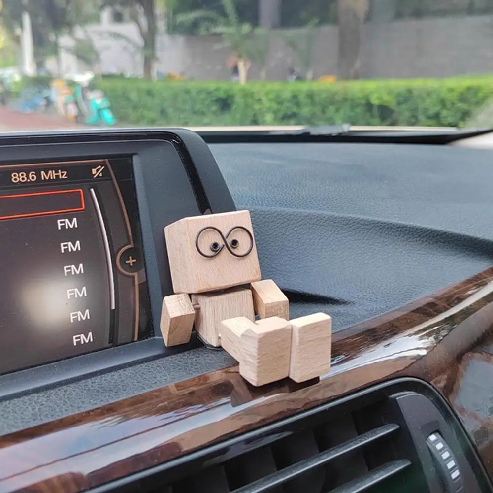Shaking Head Wooden Doll Figurine | Car Dashboard Ornament Car Dashboard Ornament QXL