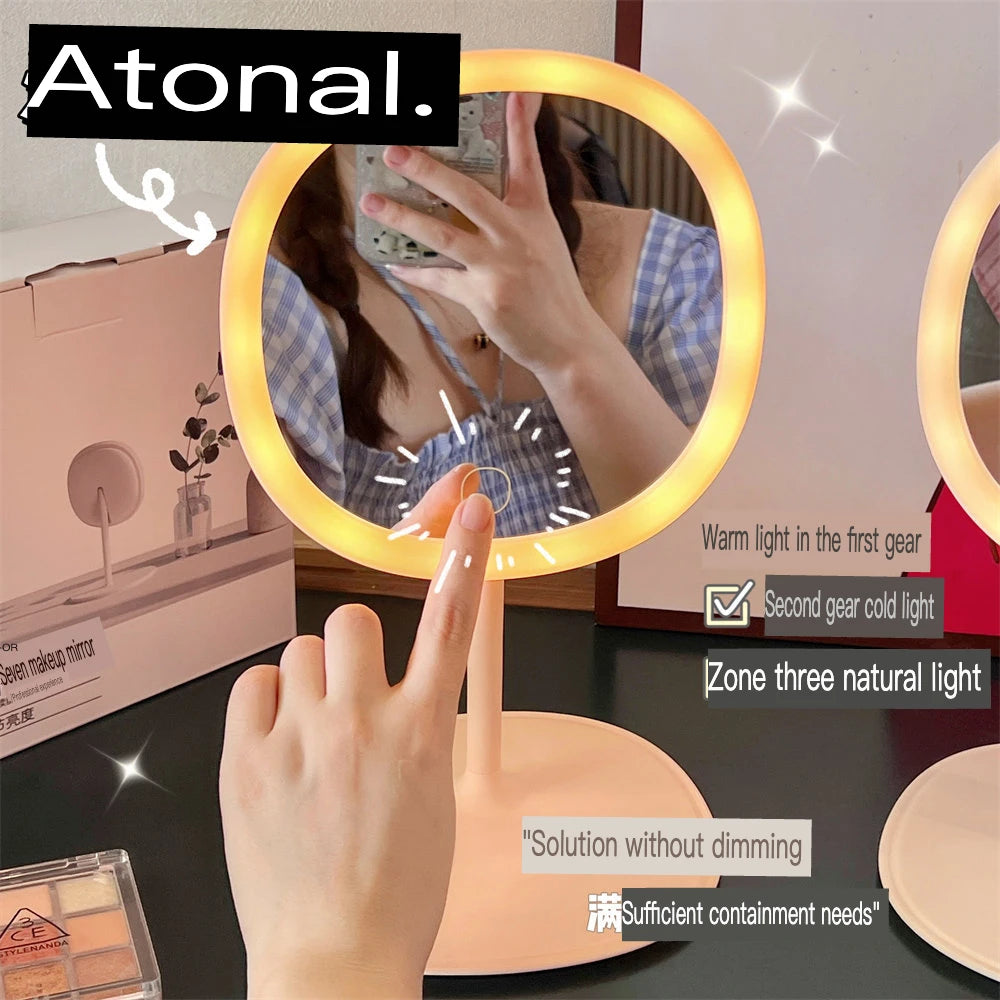 LED Vanity Makeup Mirror | 3 Brightness Settings, Desktop LED Vanity Mirror QXL